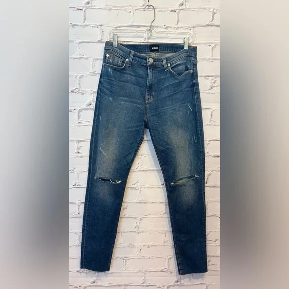 Hudson High Waist Barbara Super Skinny 10 Front Rise Cut Off Jeans Size 30 - Picture 1 of 6